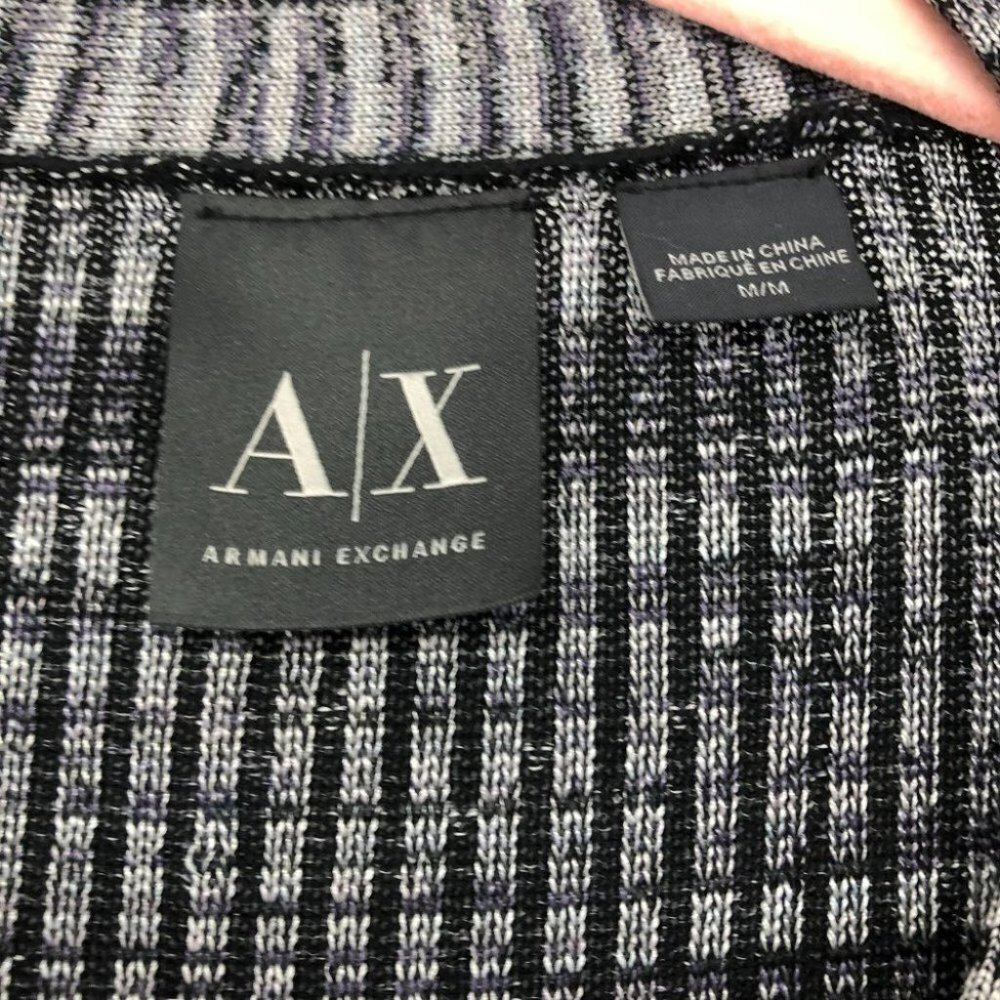 Armani Exchange grey purple space dye button  front rayon cardigan - Picture 3 of 13